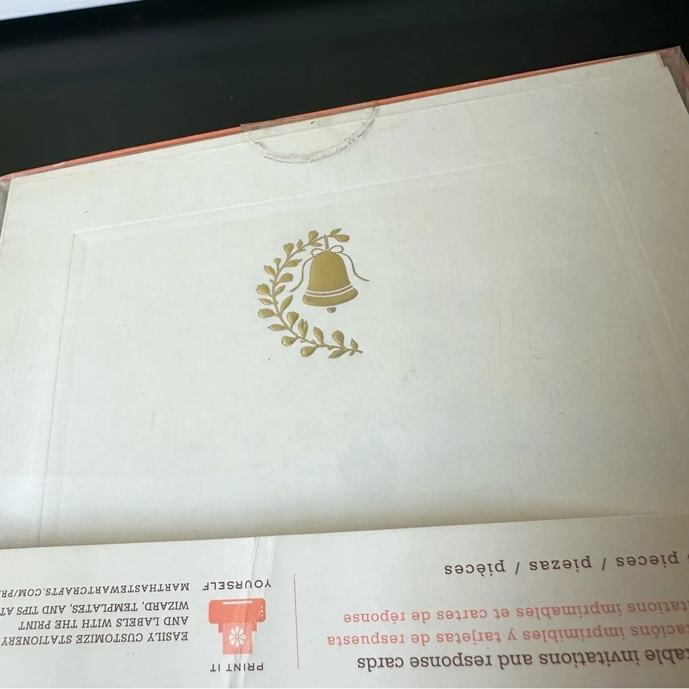NEW Martha Stewart Wedding Bell Printable Cards Invitation Gold Ivory